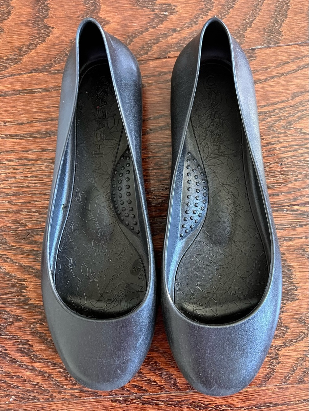 Okabashi Georgia Ballet Flat Molded Jelly Shoe Slip On Black Comfy Womens Size 7